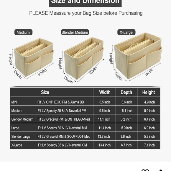 Felt Beige Handbag Organizer NWT - Picture 3 of 6